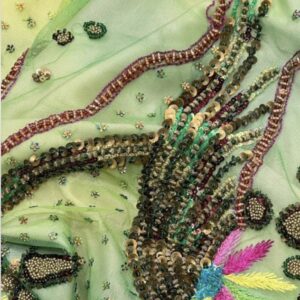 green handmade Turkish embroidered fabric